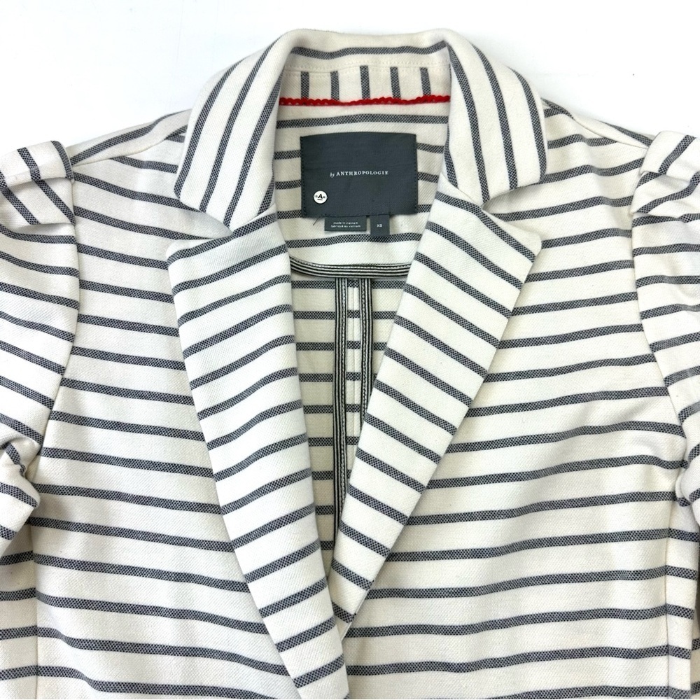Anthropologie Francoise jersey stripe blazer Gray Ivory Knit Womens XS - Picture 5 of 16